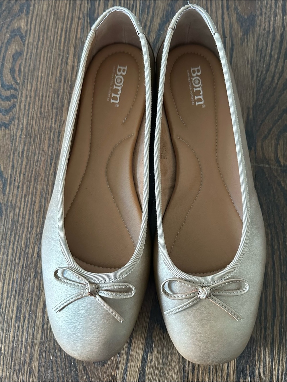 Born Metallic Gold Ballet Flats Women’s Size 10 Leather Comfort Slip On Shoes